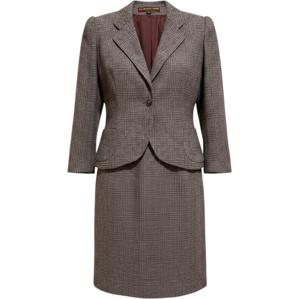 Vintage Peabody House Wool Blend‎ Tweed Blazer Skirt Suit Women 11/12 academia